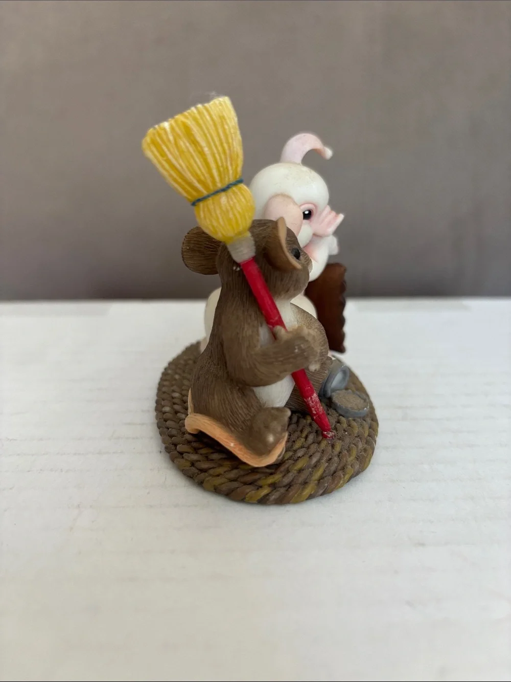 Pink Pig & Brown Mouse 'Home Sweet Home' Figurine - Ceramic Accent